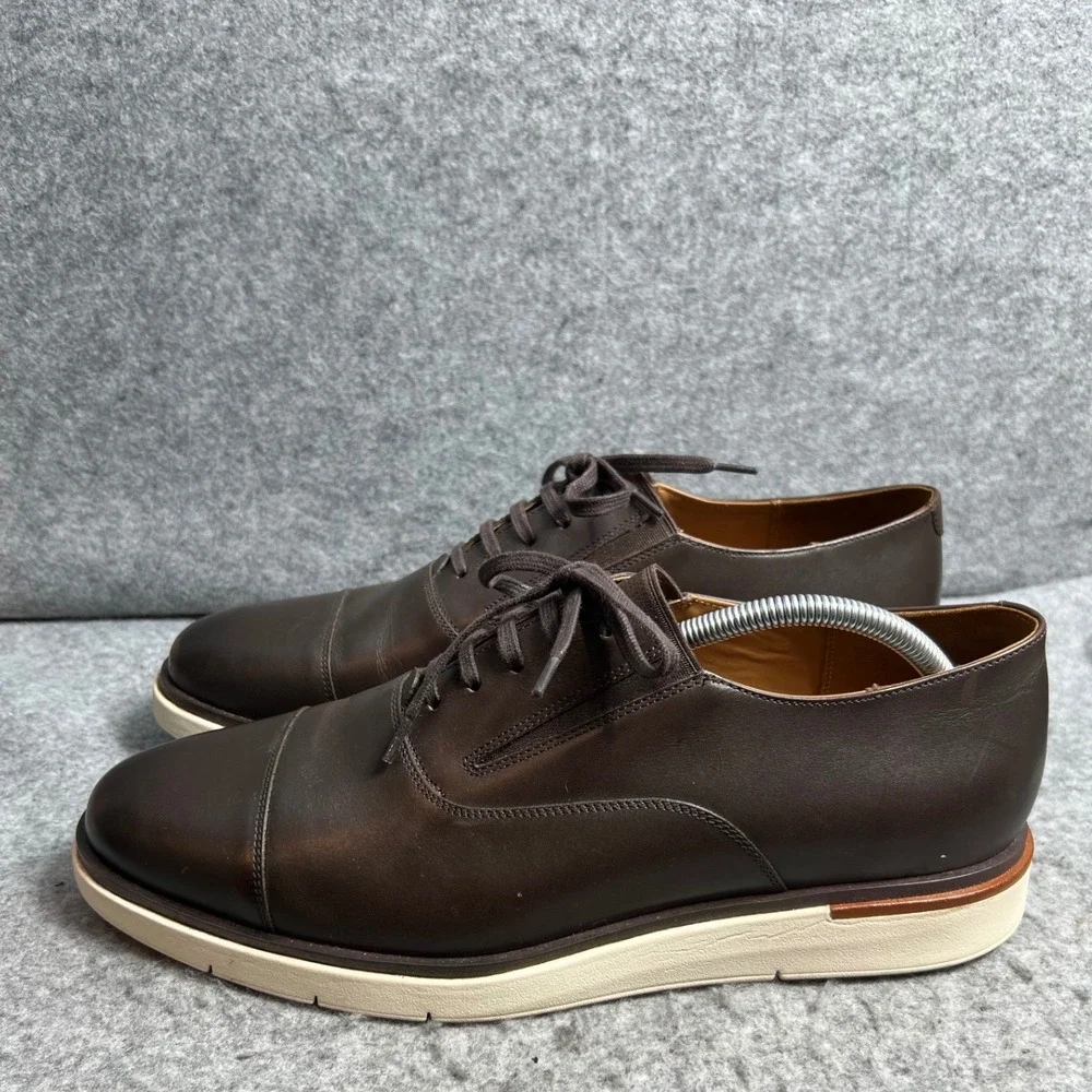Allen Edmond Carson Slip On Brown Leather Cap Toe Hybrid Oxford Shoes Mens 12